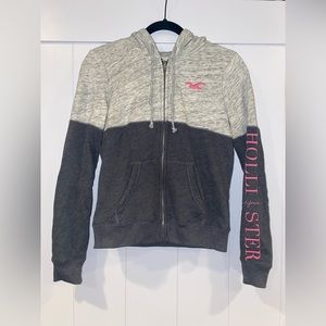 Women’s Hollister Two Tone Grey & Pink Zip Up Sweatshirt with Hood - Size S